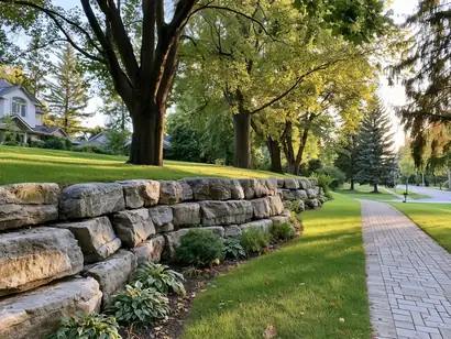 Armour stone retaining wall on a GTA residential property
