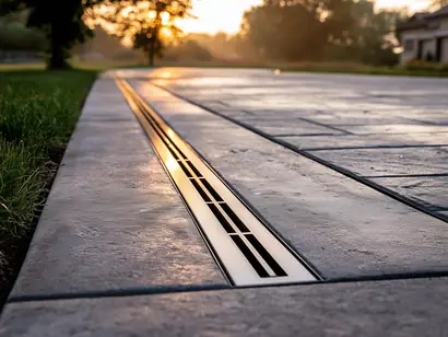 Channel drain installed flush with a concrete driveway surface on a GTA residential property